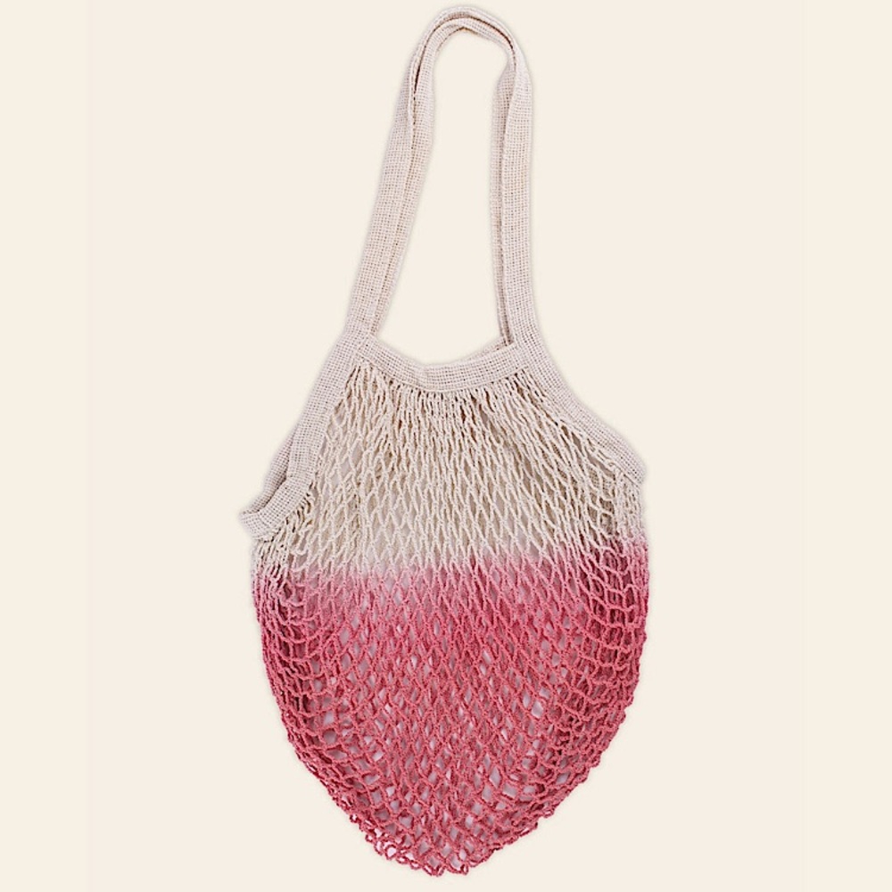 Camp Collection Pink Ombré Dip Dyed Grocery Woven Tote Bag NWT